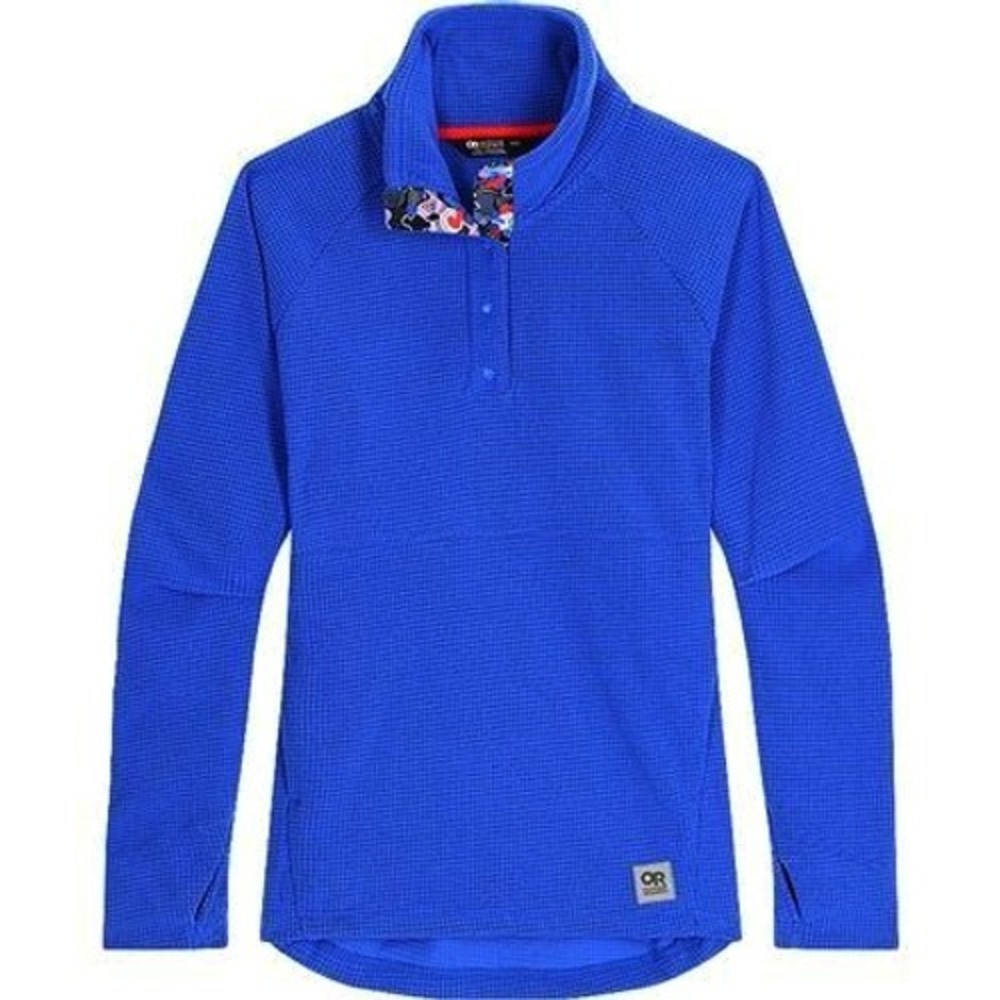 Outdoor Research Trail Mix Snap Pullover‎ Womens XS Blue Grid Fleece Waffle